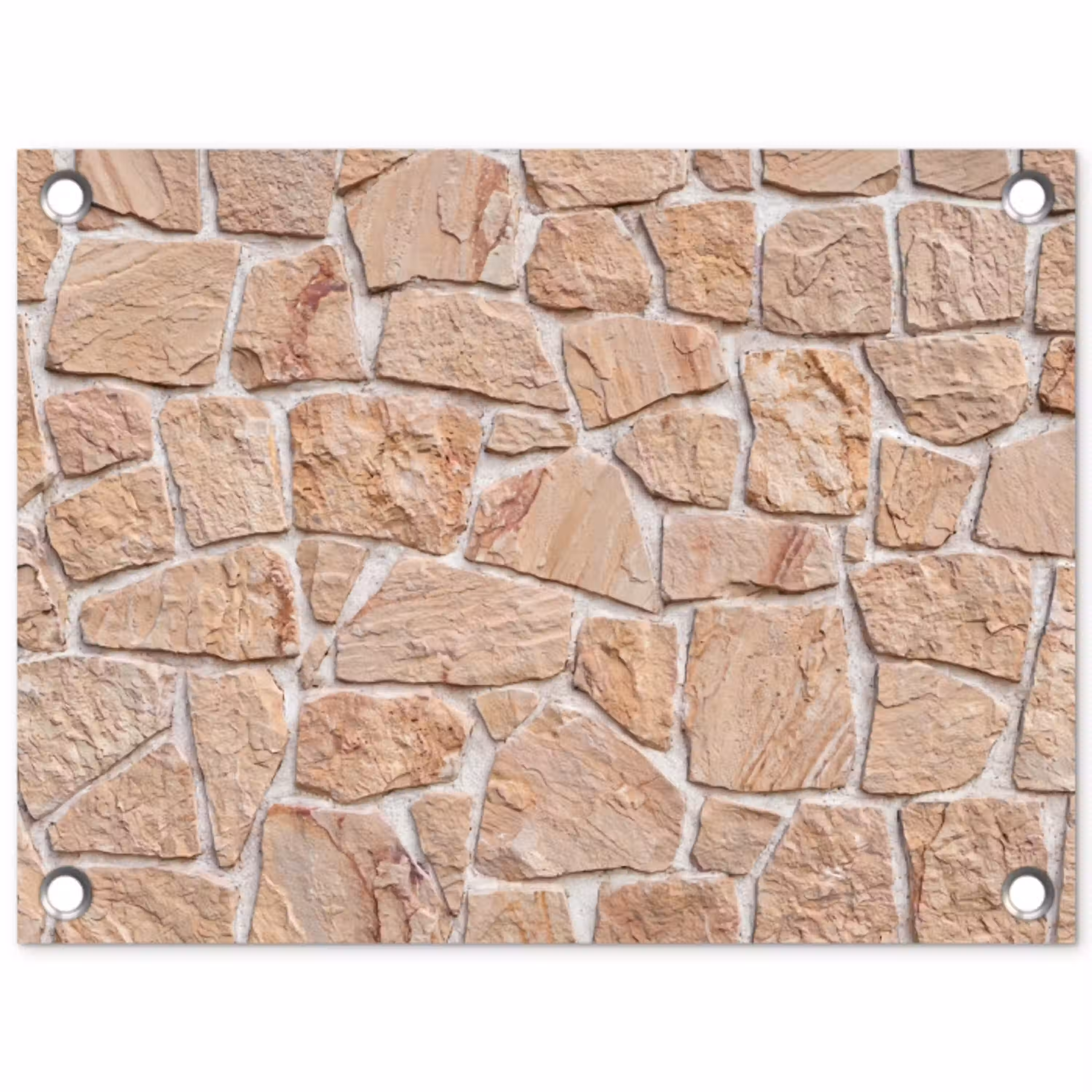Muur - Steen - Patroon - Rustiek - Beige tuinposter los doek klein -3d