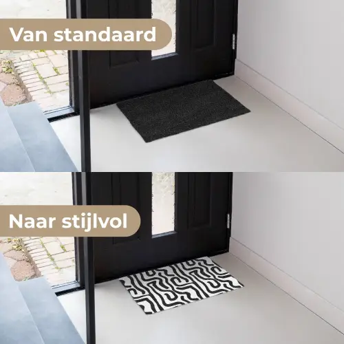 Modern - Lijnen - Zwart Deurmat klein 898 -voor-na_NL