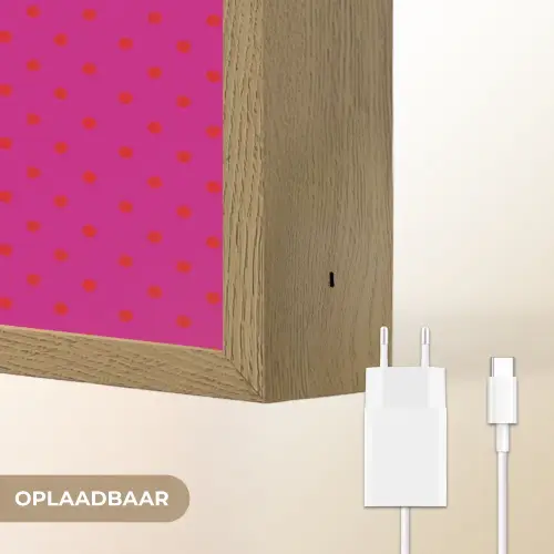 Smile - Stippen - Geel - Smiley - Roze Light Box met batterij (Wandlamp) middel -USP_websiteoplaadbaarNL