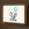 Olifant - Baby - Dieren - Blauwe ballon Light Box met batterij (Wandlamp kind) middel -z3d_website