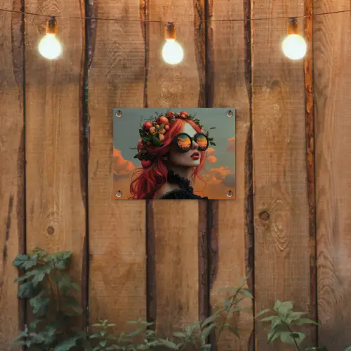 Vrouw - Kroon - Tomaat - Bascilicum - Zonnebril tuinposter los doek klein -sfeer1