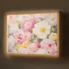 Bloemen - Roze - Botanisch - Kunst - Acrylverf Light Box met batterij (Wandlamp) middel -z3d_website