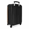 Minimal - Kruisende lijnen op warm bruin NBS - Handbagage koffer - Unisex middel -achterkant