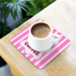 More coffee - Roze - Paars - Strepen - Mok onderzetter kurk middel -sfeer5