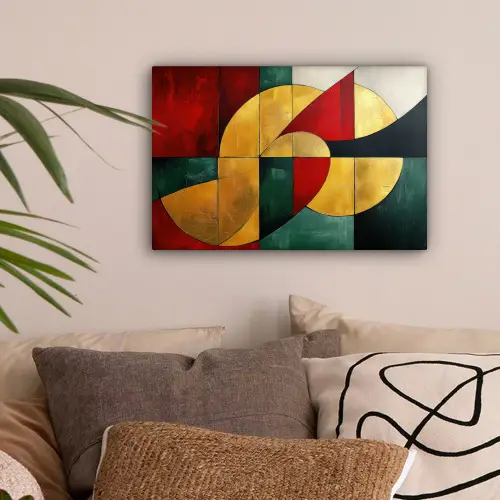 Abstract - Kerst - Goud - Rood - Groen canvas 2cm klein -sfeer1