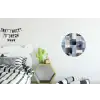 Patroon - Blauw - Vierkanten Wandcirkel aluminium klein -kinderkamer