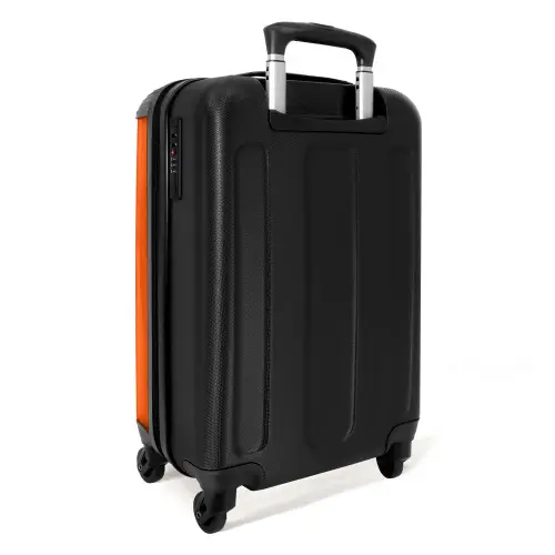 Gele auto met gele vlammen NBS - Handbagage koffer - Kinderen Unisex middel -achterkant