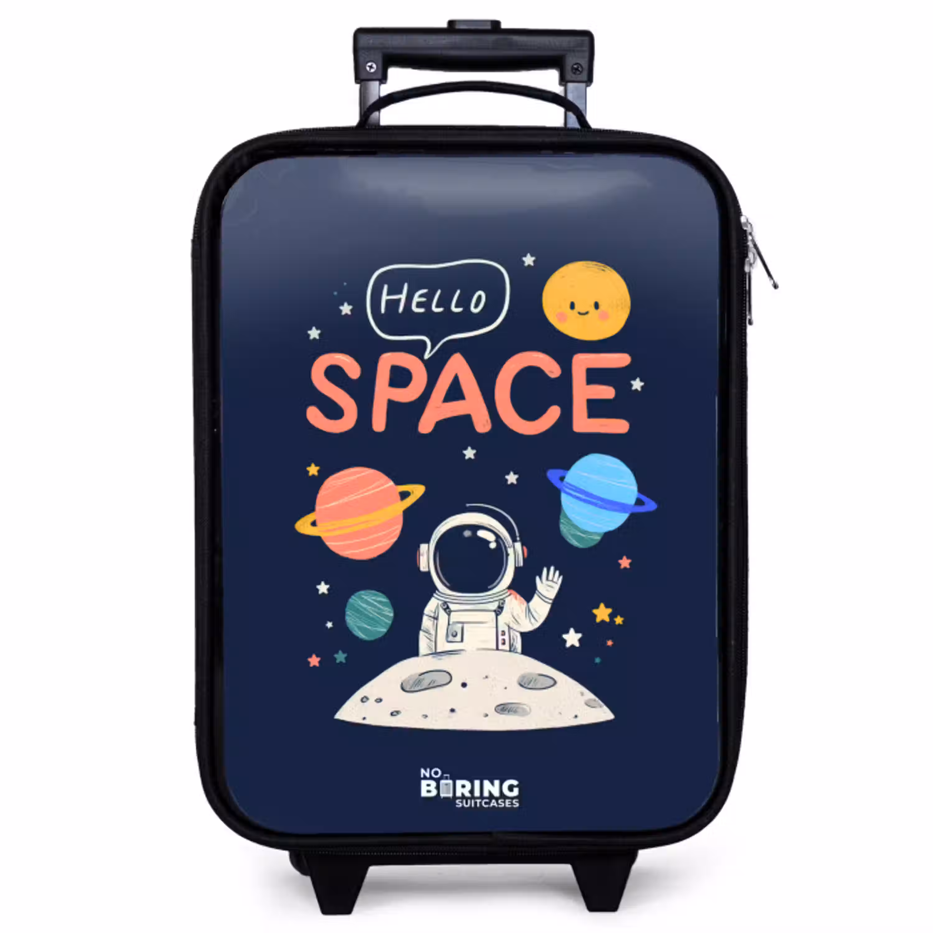 Astronaut - Quote - Planeten - Sterren Kinderkoffer - Zwart klein -zzz_website3d