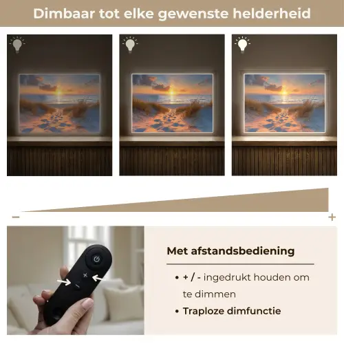 Zonsondergang - Duinen - Strand - Zee Light Box met batterij (Wandlamp) middel -USP_dimbaarNL