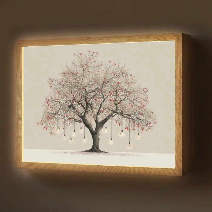 Lichtboom - Winter - Kerst - Meerkleurig Light Box met batterij (Wandlamp) middel -z3d_website