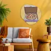 Pizza - Doos - Salami - Illustratie Wandcirkel Organisch Plexiglas middel -sfeer4
