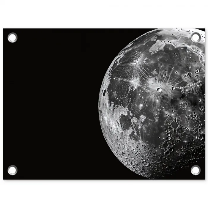 Close-up - Maan - Wit - Textuur tuinposter los doek klein -3d
