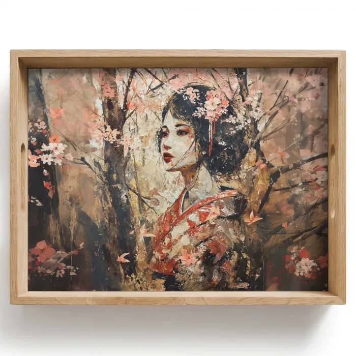 Kimono - Vrouw - kersenbomen Dienblad Rechthoek middel -z3d_shopping