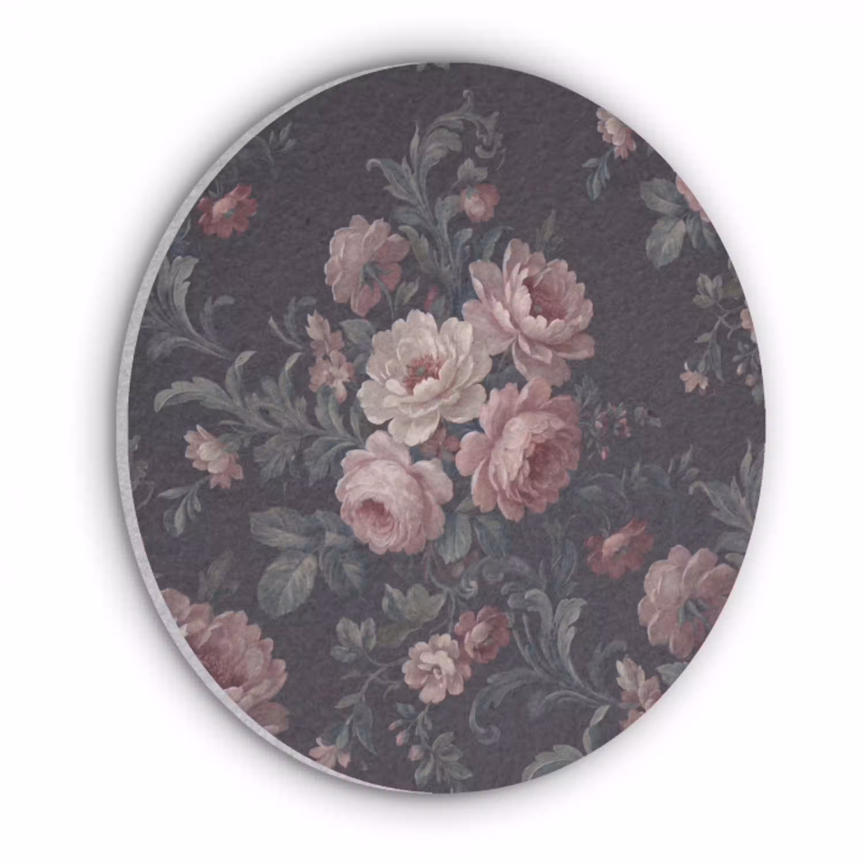 Bloemen - Patroon - Sierlijk - Roze - Donker Akoestische PET Vilt - Rond klein -3d