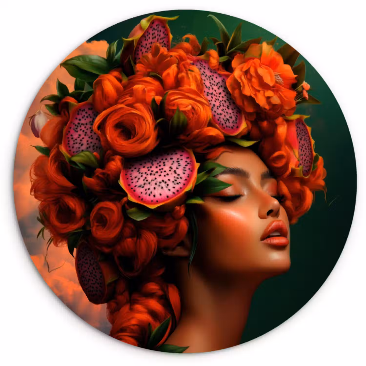 Muurcirkel - Vrouw - Drankenfruit - Rozen