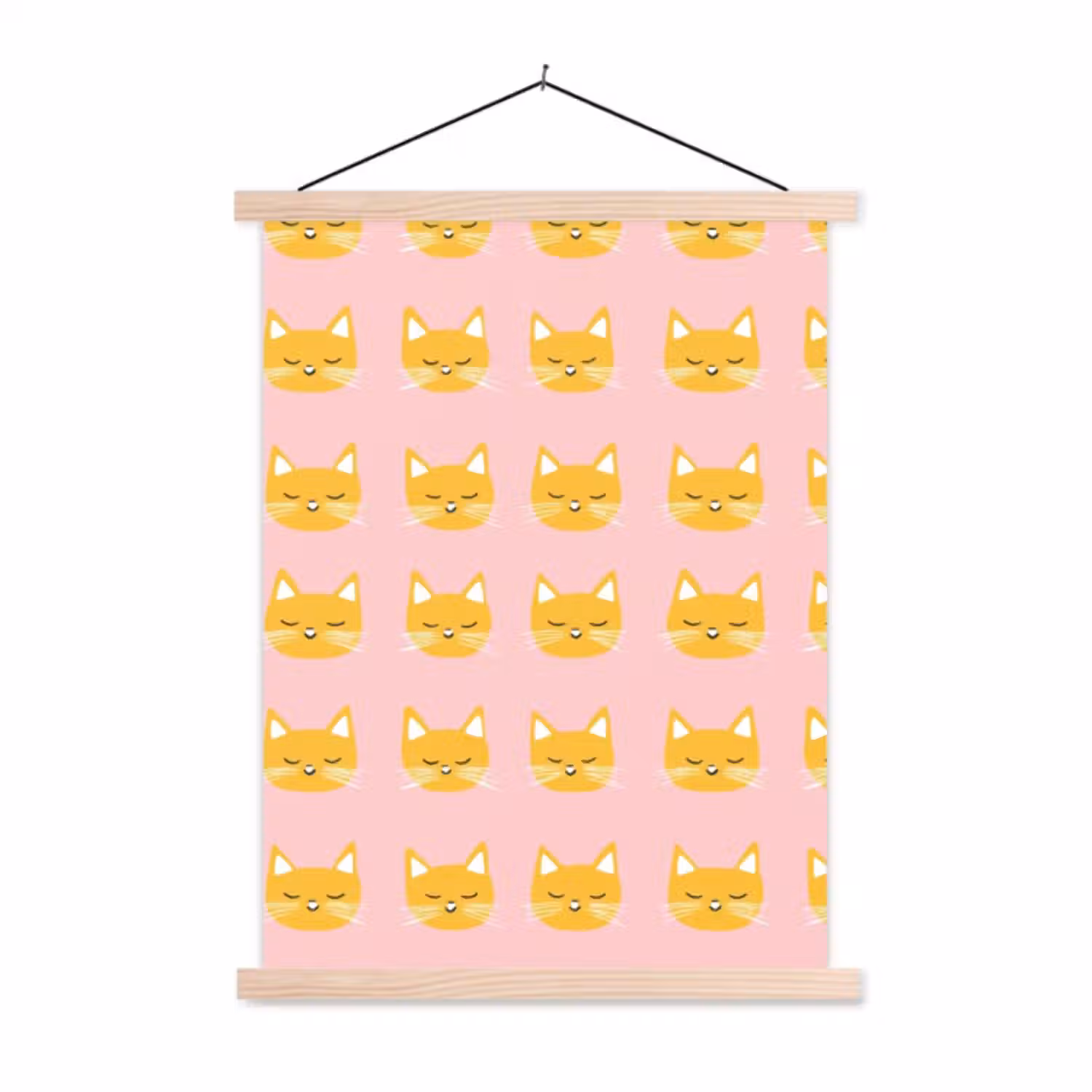 Hanging Poster - Cats - Pattern - Pink