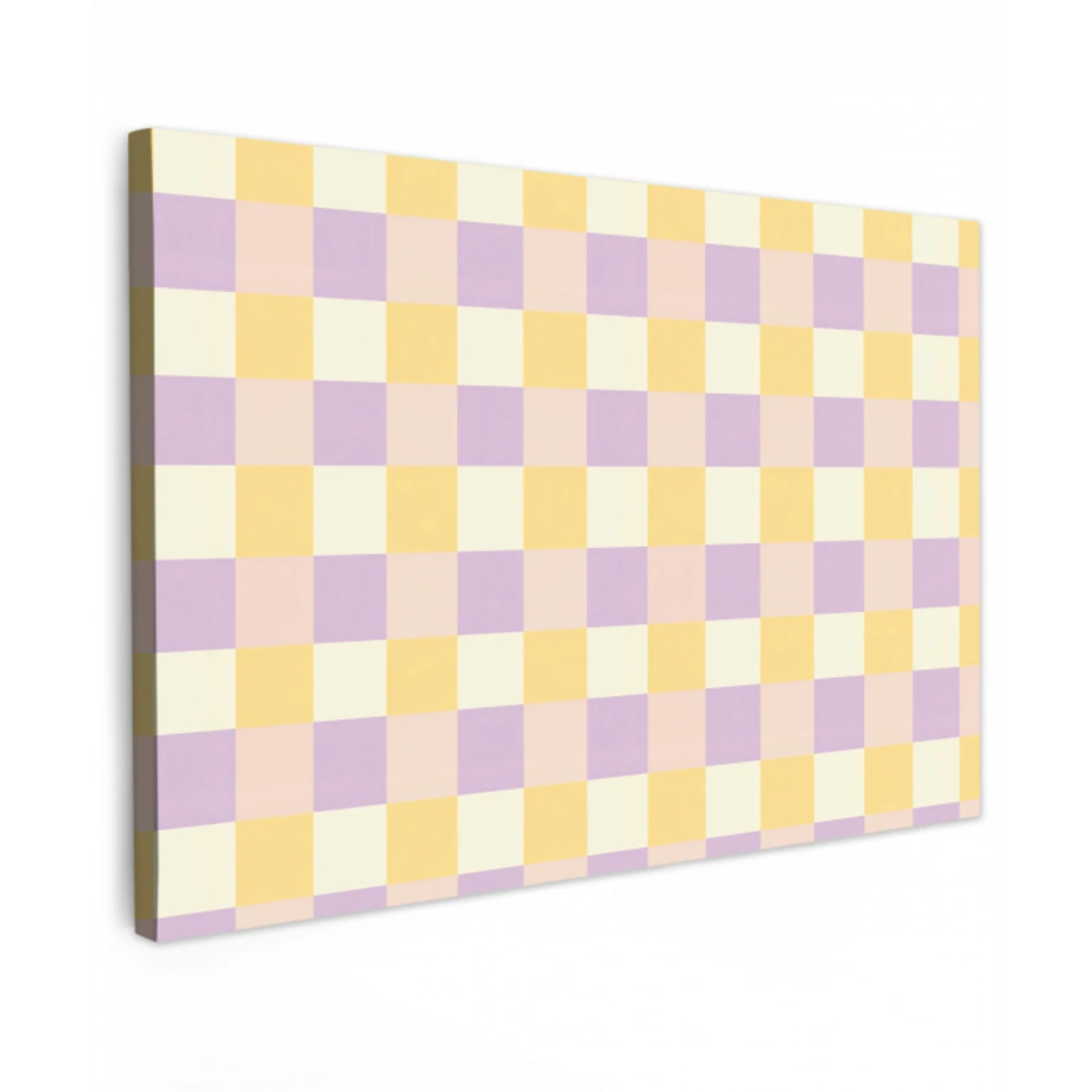 Blokjes - Lila - Geel Tuinposter op houten frame 2 cm dik klein 845 -3d