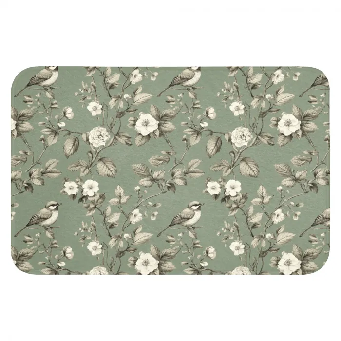 Botanisch - Vogels - Groen Badmat klein 997 -3d