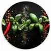 Chilipepers - Basilicum - Blaadjes - Rood Wandcirkel plexiglas klein -3d