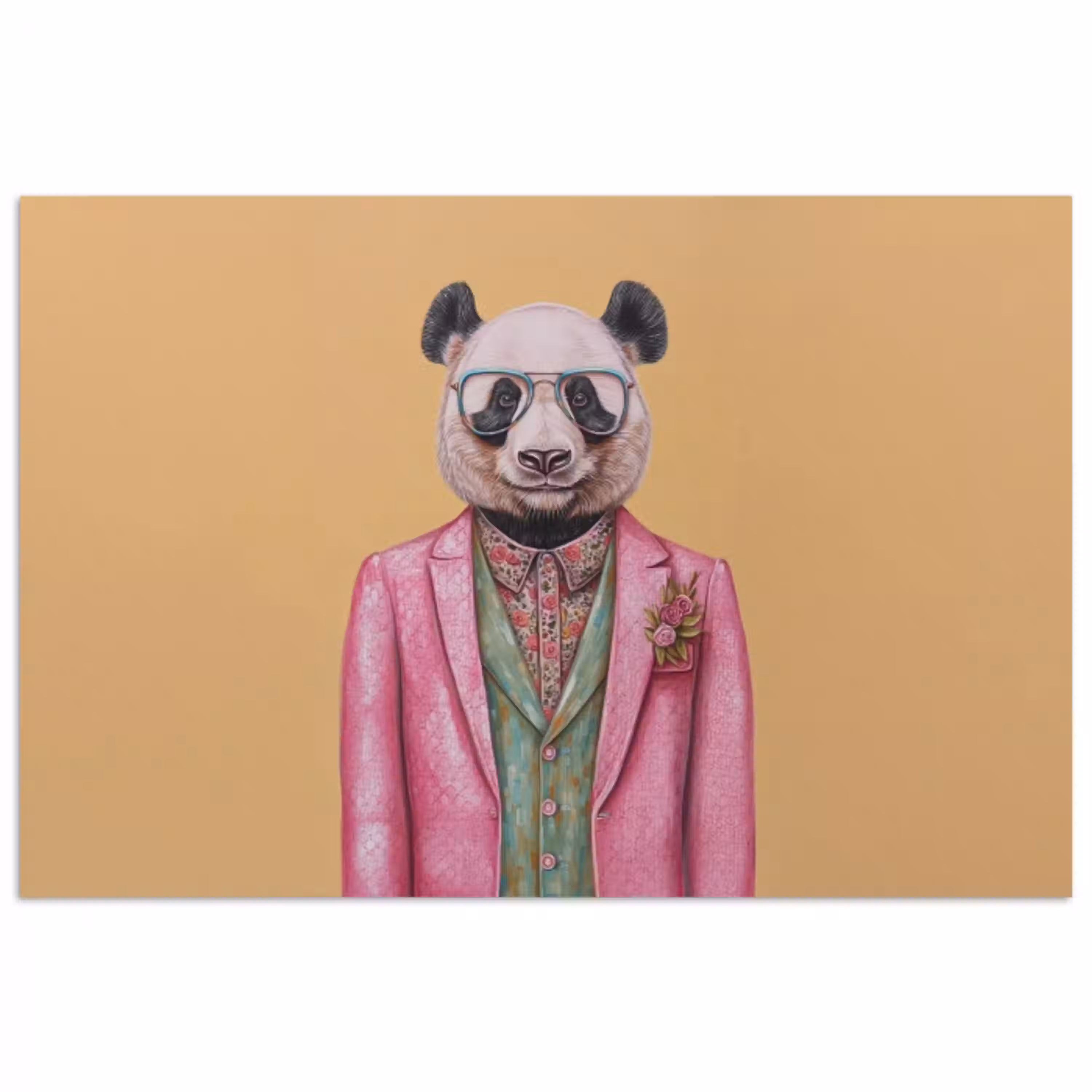 Panda - Pak - Zonnebril - Blauw poster papier klein -3d