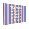 Try again - Strepen - Roze - Verticaal - Blauw canvas 2cm klein -z3d