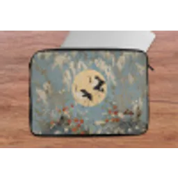 Kraanvogels - Maan - Bloemen - Blauw laptophoes neopreen klein -tafel