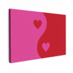Minimalistisch - Rood - Roze - Hartjes Tuinposter op houten frame 2 cm dik klein -3d