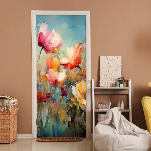 Bloemen - Watercolor - Kunst - Botanisch - Natuur deurposter klein -sfeer1