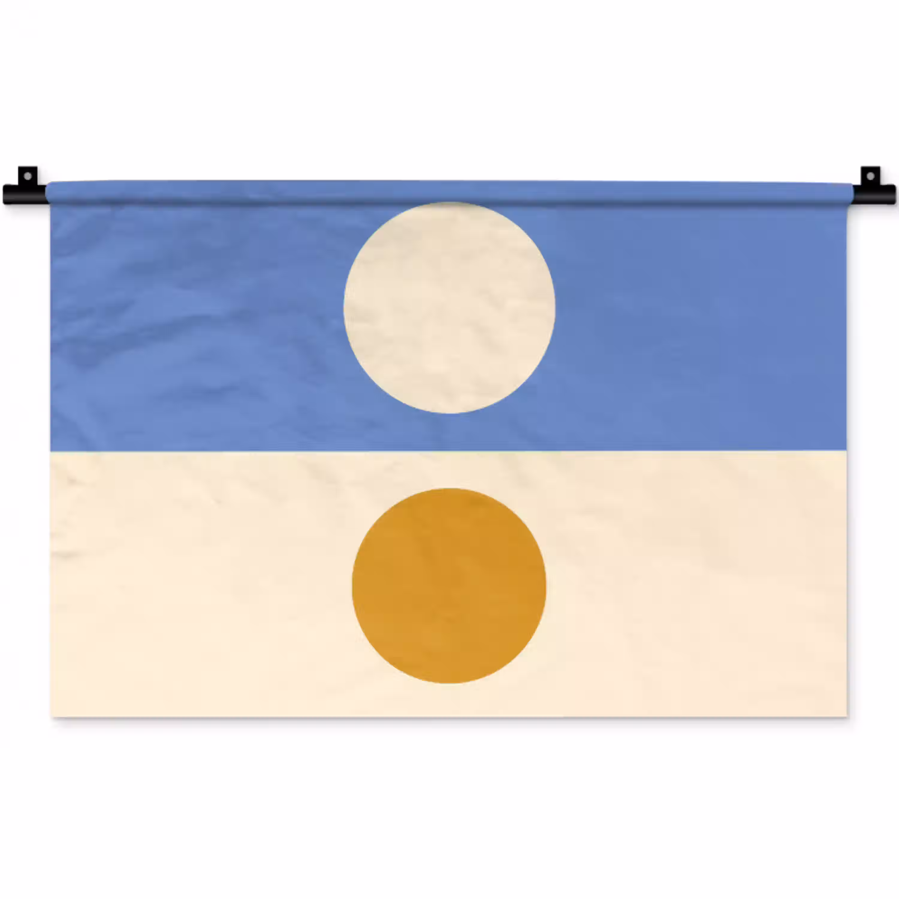 Cirkels - Symmetrisch - Wit - Blauw- Geel Wandkleed katoen klein -zz3d