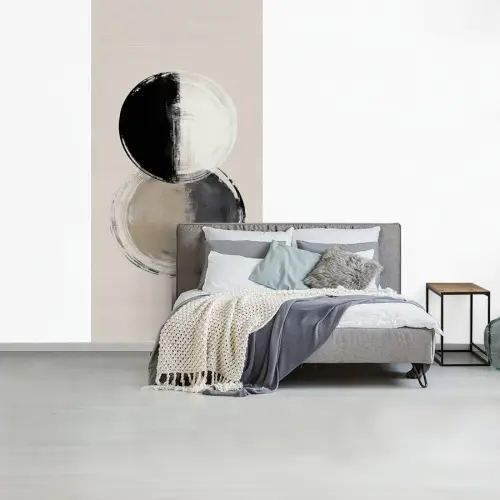 Cirkels - Strepen - Minimalistisch - Zwart fotobehang vinyl groot -slaapkamer