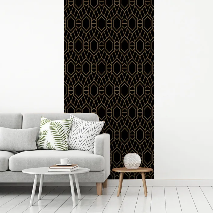Goud - Zwart - Rozetstructuur fotobehang vinyl groot 64 -woonkamer