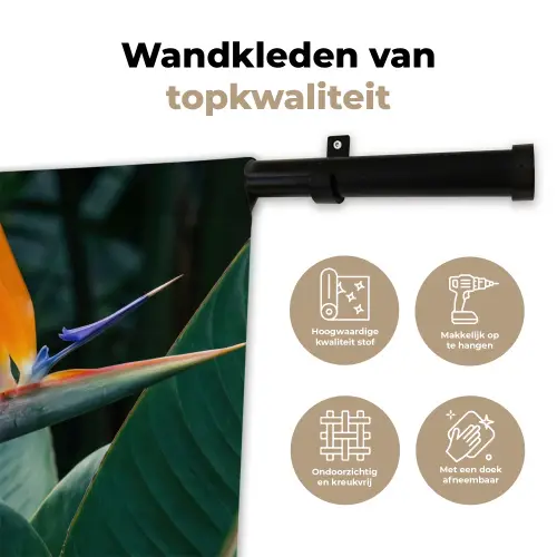 Paradijsvogel - Bloem - Exotisch Wandkleed katoen klein -sfeer2