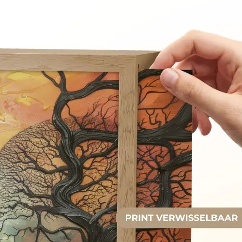 Bomen - Gezichten - Zon - Kunst Light Box met batterij (Wandlamp) middel -USP_websiteprintNL