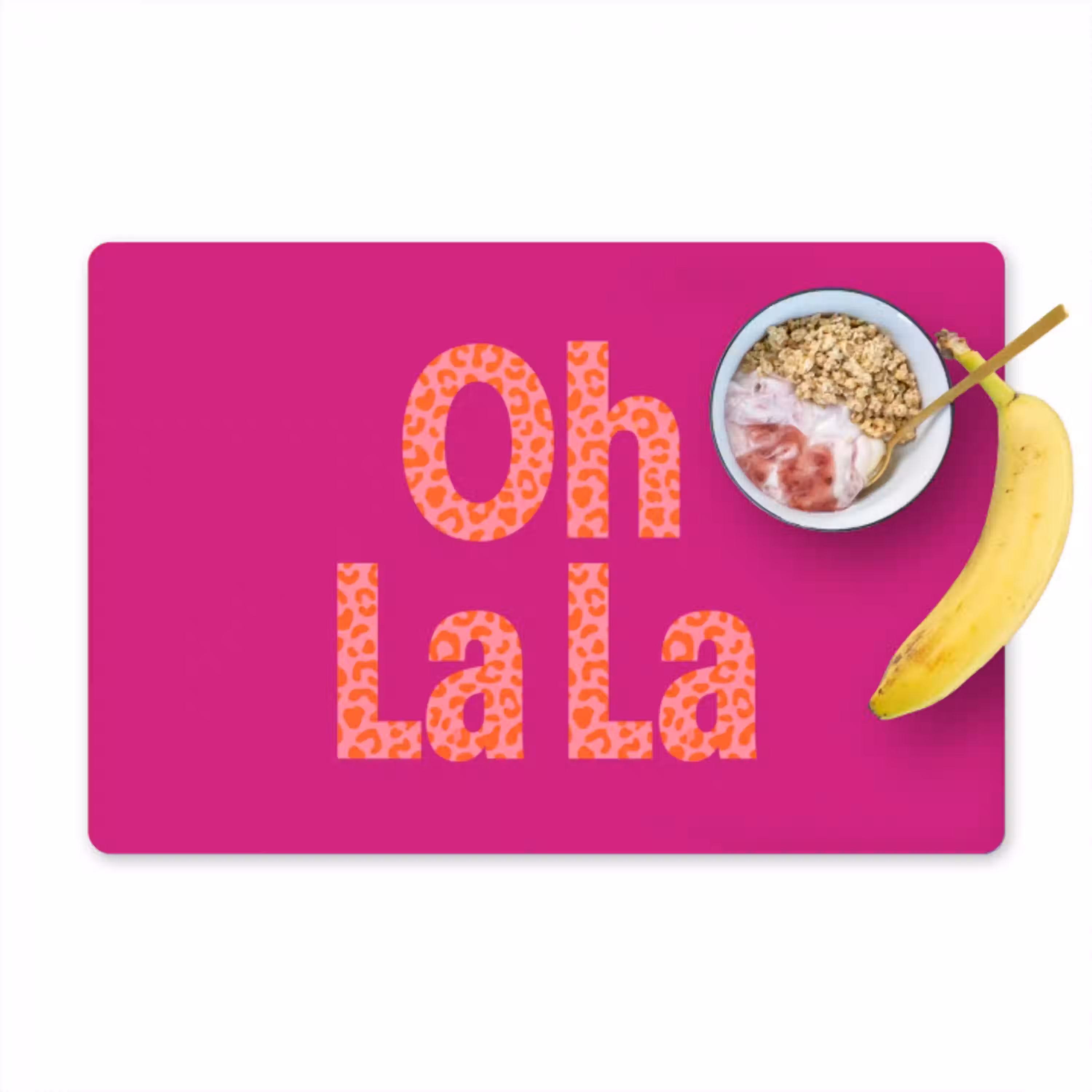 Oh la la - Luipaardprint - Roze Placemat vinyl groot -zzzproduct_Kitchenyeah-website