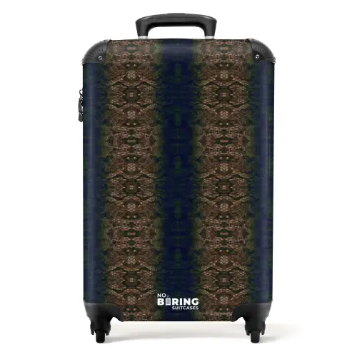 Bruin-blauw slangenhuid met symmetrische schubstructuur NBS - Handbagage koffer - Volwassenen Unisex middel -productfoto_recht