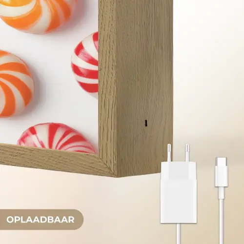 Snoep - Patroon - Rood - Oranje Light Box met batterij (Wandlamp) middel -USP_websiteoplaadbaarNL