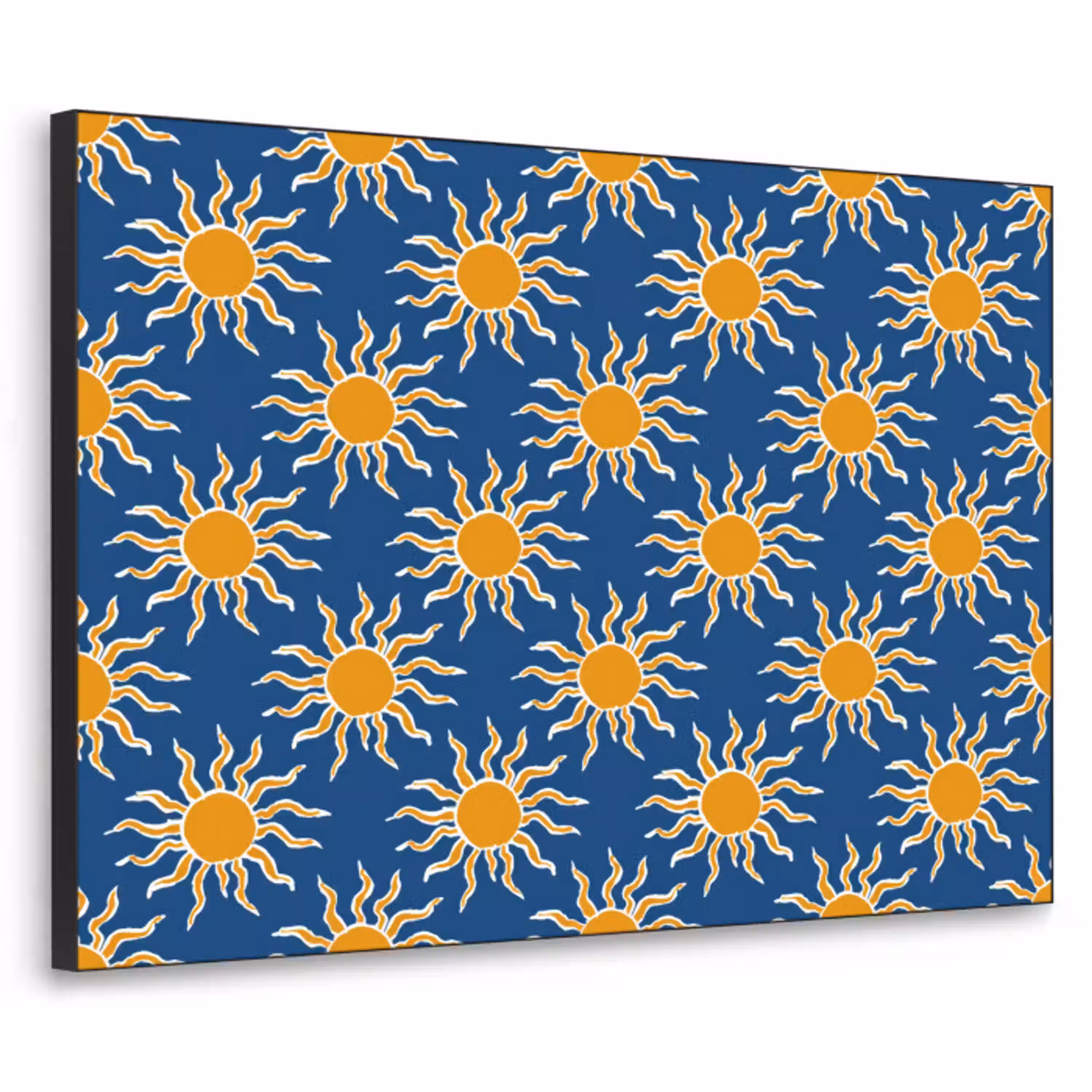 Zon - Patroon - Blauw Textielframe zwart klein 947 -3d