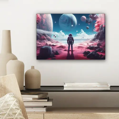 Astronaut - Ruimte - Planeten - Wolken canvas 2cm klein -sfeer6
