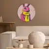 Abstract - Konijn - Sjaal - Geel Akoestische PET Vilt - Rond klein -sfeer1