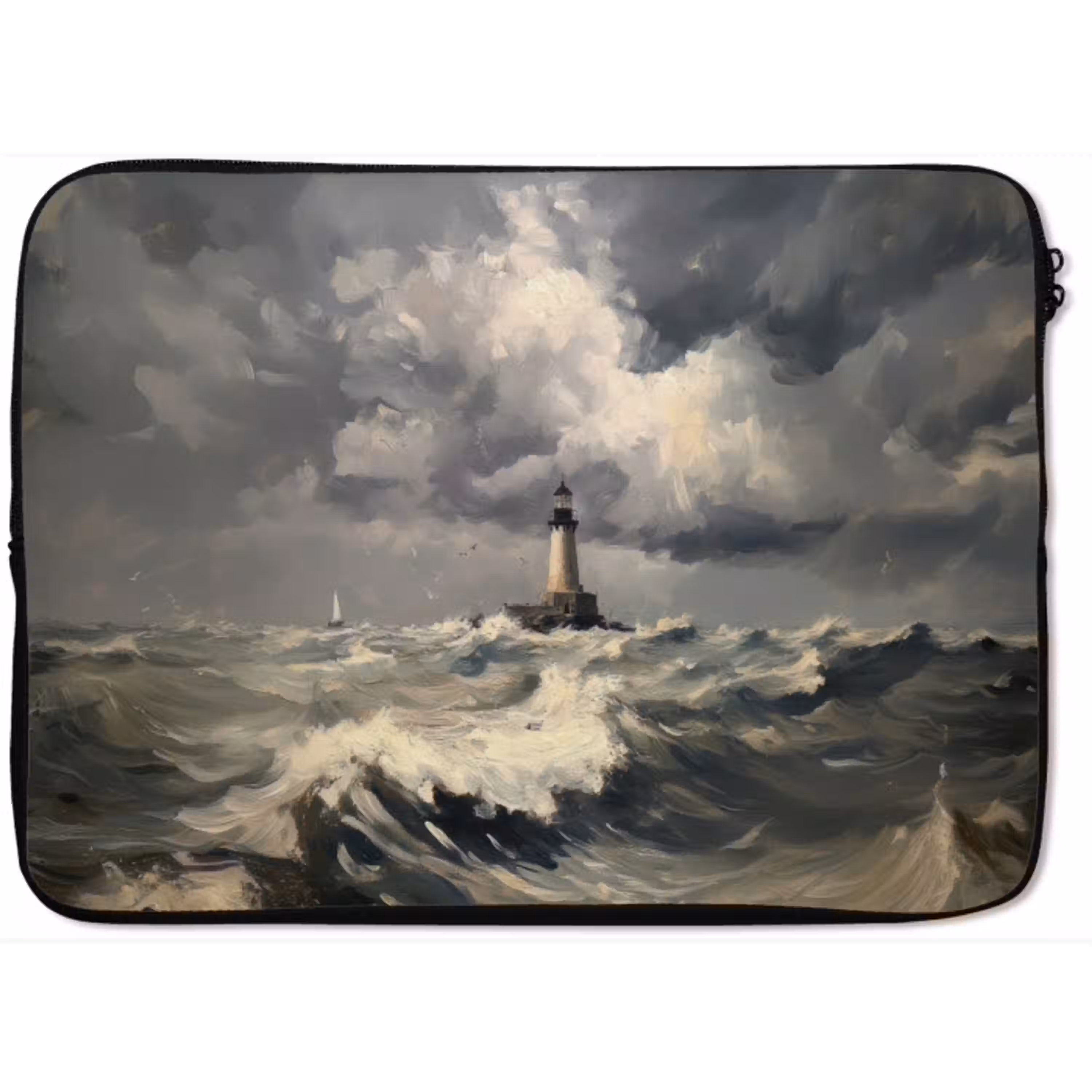 Vuurtoren - Golven - Storm laptophoes neopreen klein -zkaufland3dotto