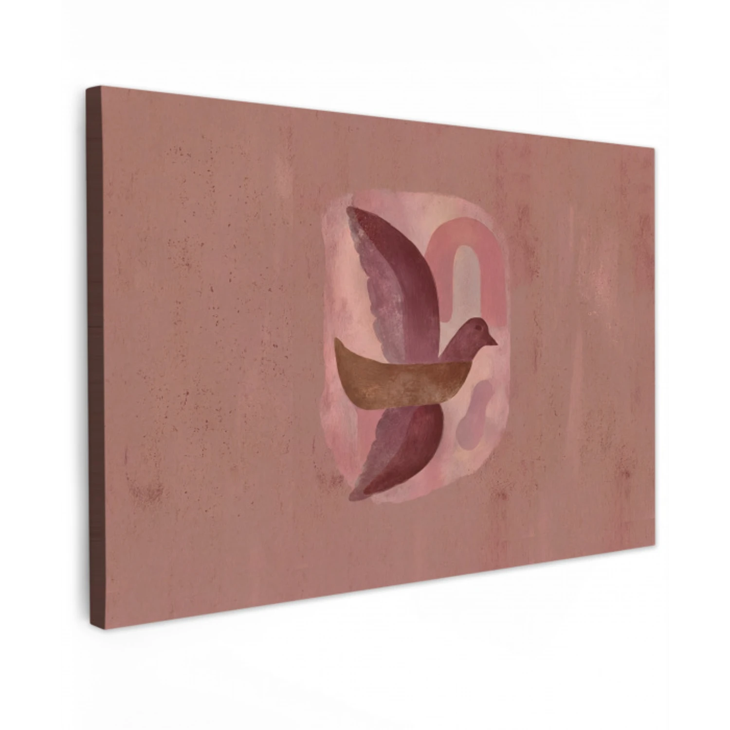 Illustratie - Vogels - Abstract - Roze Tuinposter op houten frame 2 cm dik klein -3d
