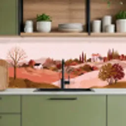 Heuvellandschap - Grafisch - Terracotta keuken achterwand 2 middel -sfeer3