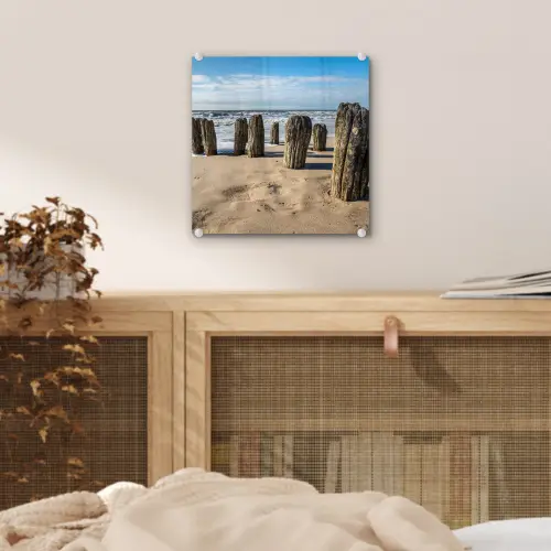 Zand - Strand - Paal - Water - Zomer plexiglas 5mm klein -sfeer4