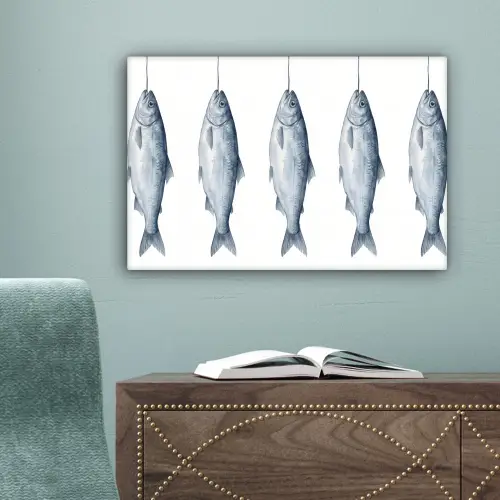 Vissen - Illustratie - Delfts - Blauw canvas 2cm klein -sfeer4