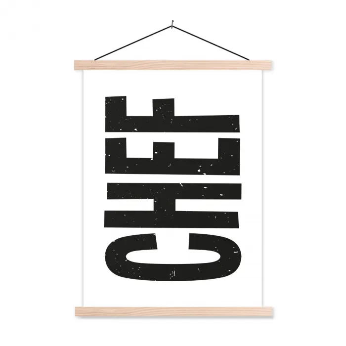 Chef - Japandi - Decoratie - Vintage textielposter latten blank klein -3d