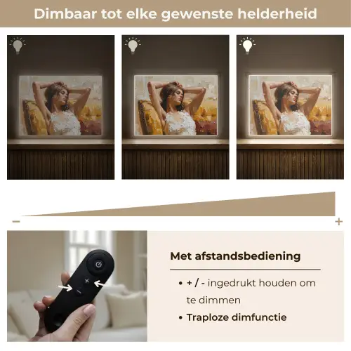 Vrouw - Kunst - Abstract - Modern Light Box met batterij (Wandlamp) middel -USP_dimbaarNL