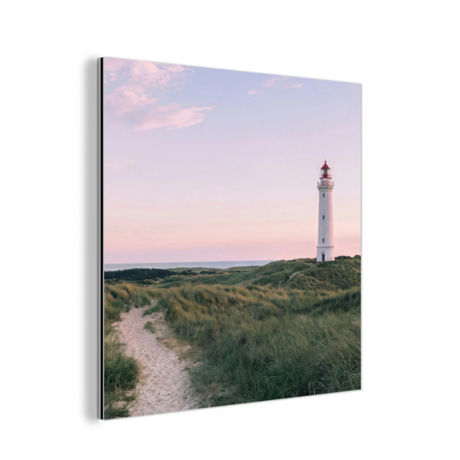 Vuurtoren - Duinlandschap - Zee aluminium wit klein -3d