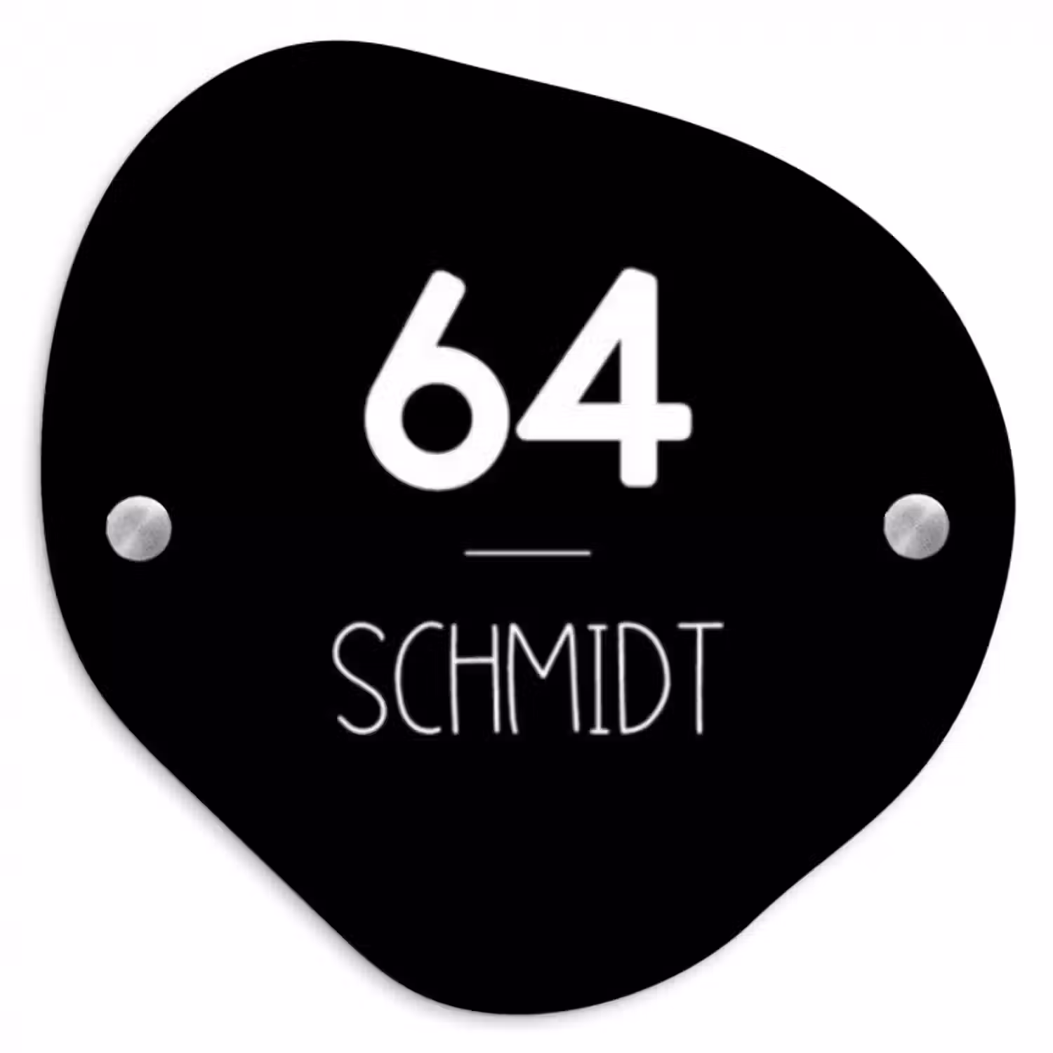 Namensschild Haustür Organisch  - Schwarze Oberfläche - Modern