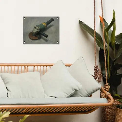Haakse slijper - Schilderij - Gereedschap tuinposter los doek klein -sfeer7