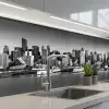 Skyline - Stad - Wolkenkrabbers - Zwart - Wit keuken achterwand 2 middel -3d_schuin